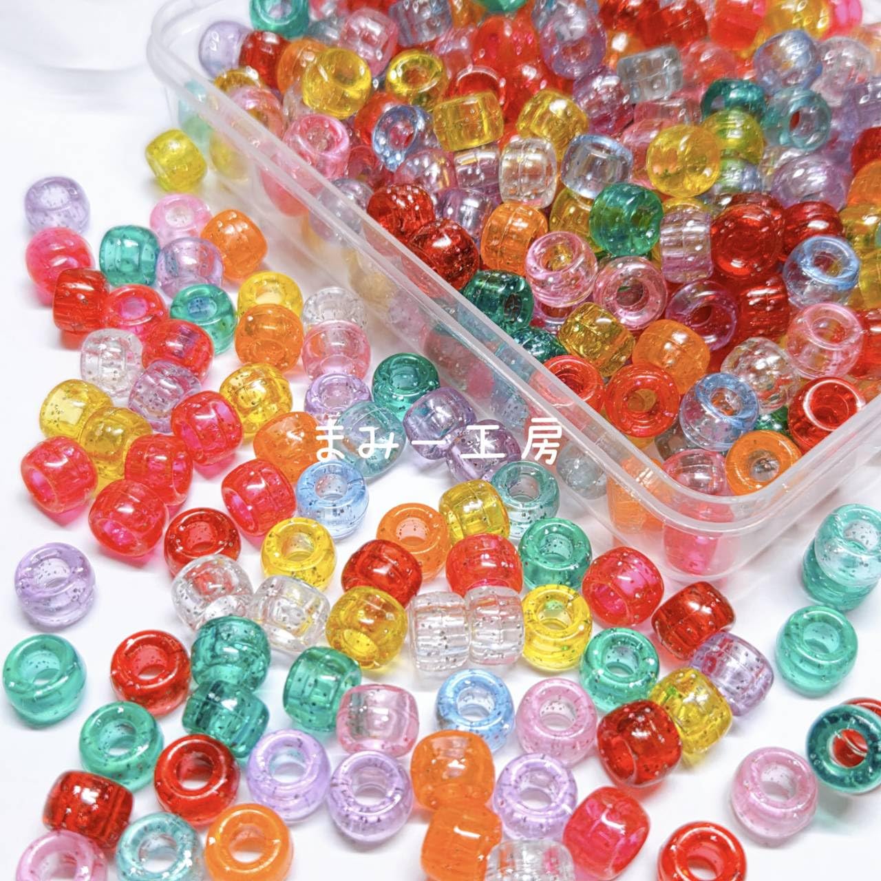 Amazon.co.jp: まみー工房 アクリルビーズ 特大ビーズ 6*9ミリ 約300個